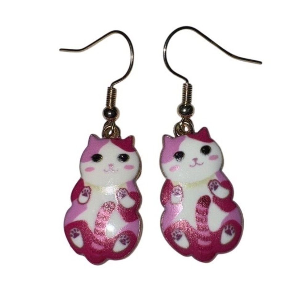 Cute Ginger Cat Dangle Earrings Kawaii Kitten Kitty Animal Lover Jewelry‎